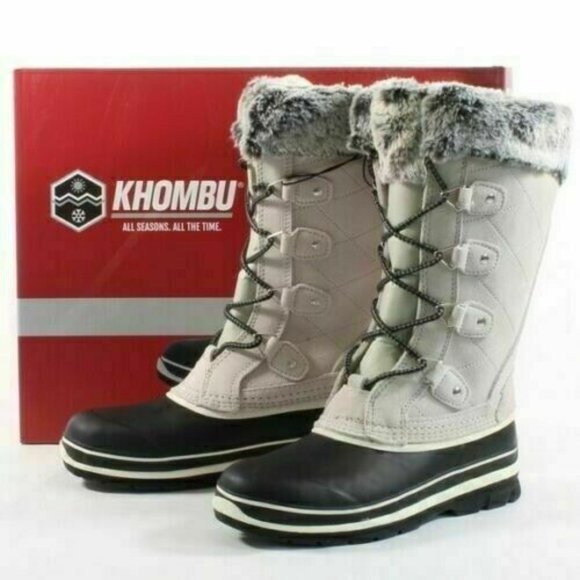 NEW KHOMBU EMILY SNOW WINTER BOOTS GRAY TALL FAUX - Picture 3 of 4